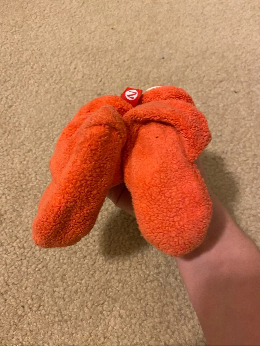 Zutano Original Fleece Booties 6M Mandarin Orange Stay-On Baby Socks